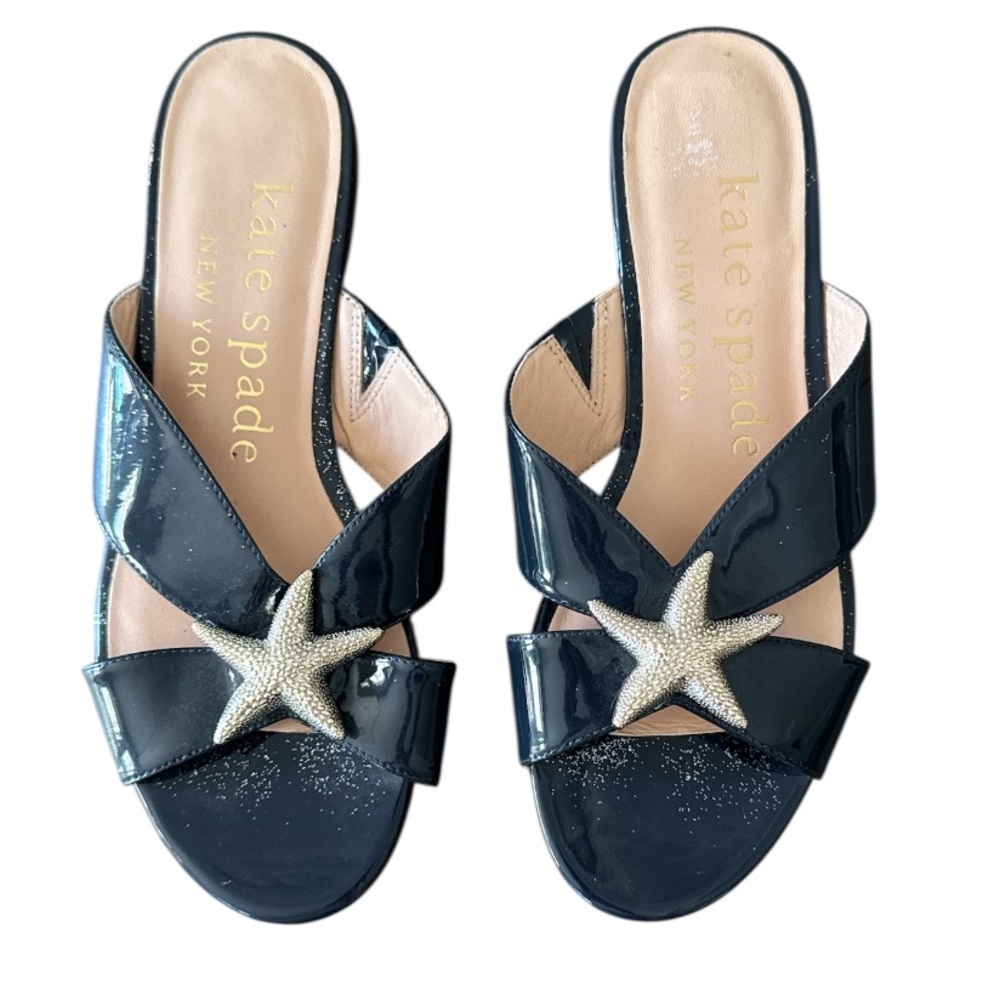 Kate Spade Under The Sea Blazer Blue Silver Starfish Slide Sandals Size 7